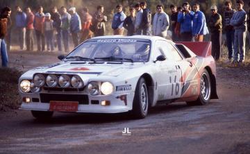 Jaume Pons–Francesc Grané (Lancia Rally 037). Rallye Catalunya 1984 (Foto: José Luis Cortijos)